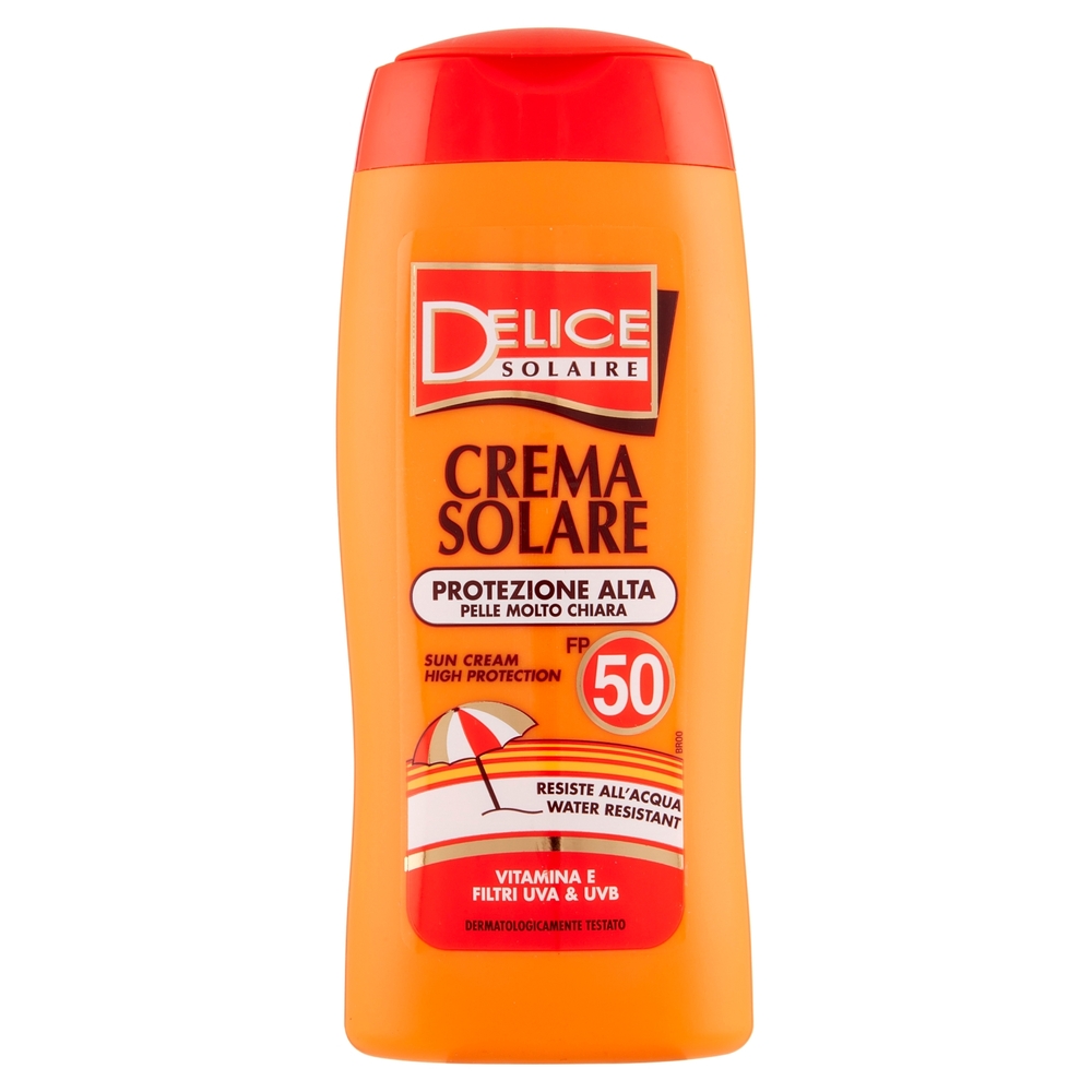 Delice Solaire Crema Solare Protezione Alta Pelle Molto Chiara FP 50 250 ml
